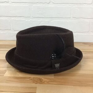 ANGELA & William wool blend unisex feather hat brown Large/Xlarge